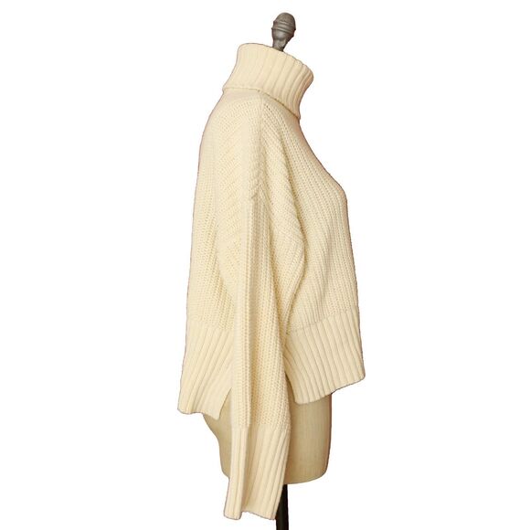 MADEWELL Wide Rib Turtleneck Sweater S Antique Cream Cable Knit Long Sleeve B88 - Picture 3 of 6